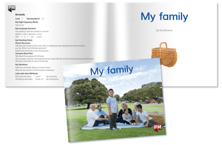 PM Literacy - My Family reader - meticulously levelled