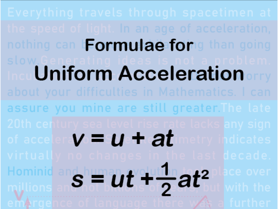 Formulae for Uniform Acceleration